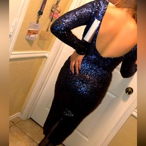 Backless ombré sequins gown formal prom wedding dress size small